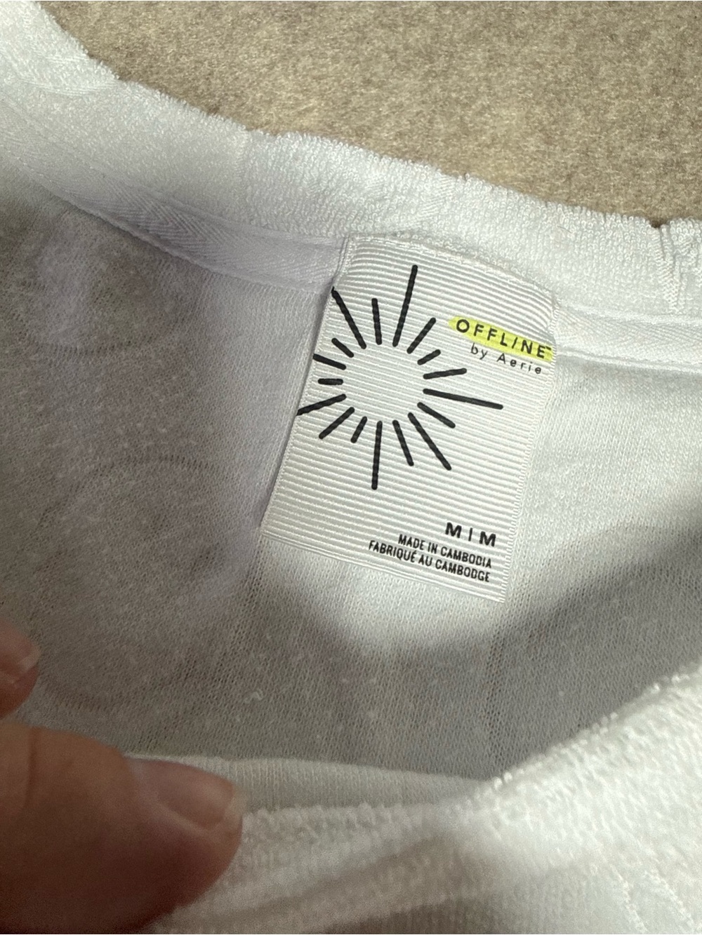 aerie White Embossed Smiley Crop Tee - Picture 4 of 8